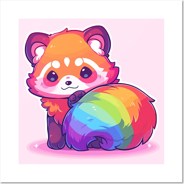 Rainbow red panda Wall Art by etherElric